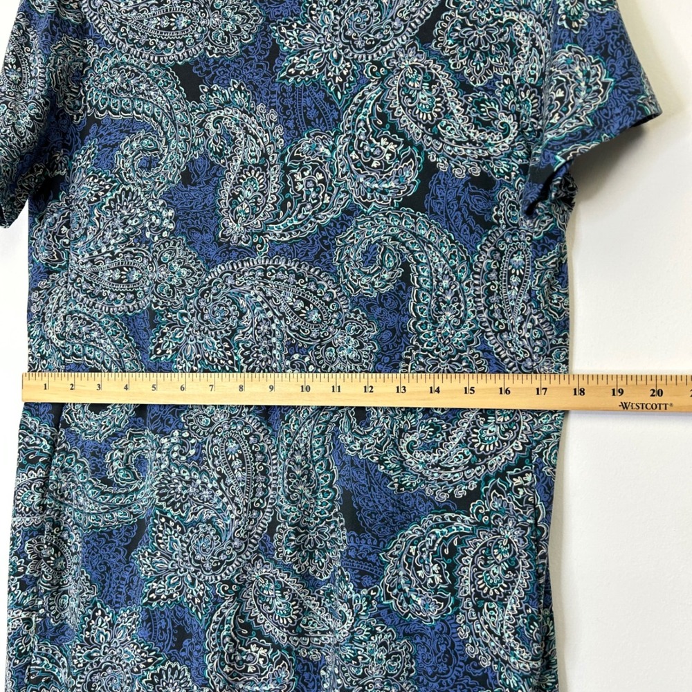 J. Jill Wearever Collection T-Shirt Dress Women's Medium Blue Paisley - Picture 5 of 9